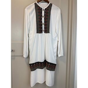 100% Handmade Cotton Embroidered Egyptian Kurta Kaftan Tunic size Medium